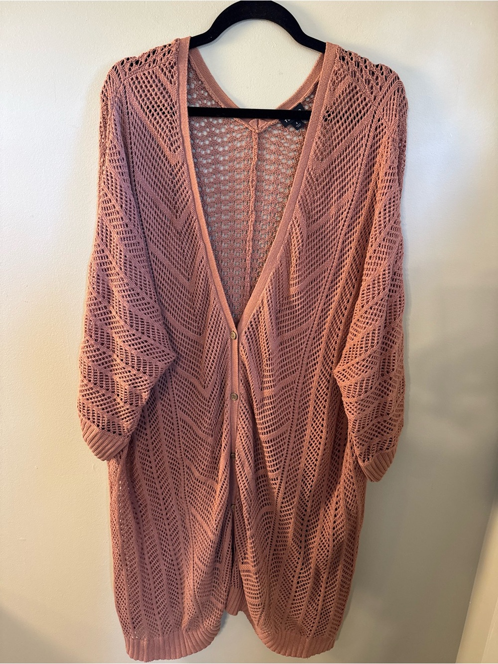 TORRID Women's Knit Duster Cardigan Dusty Rose Pink Size 4X Cotton